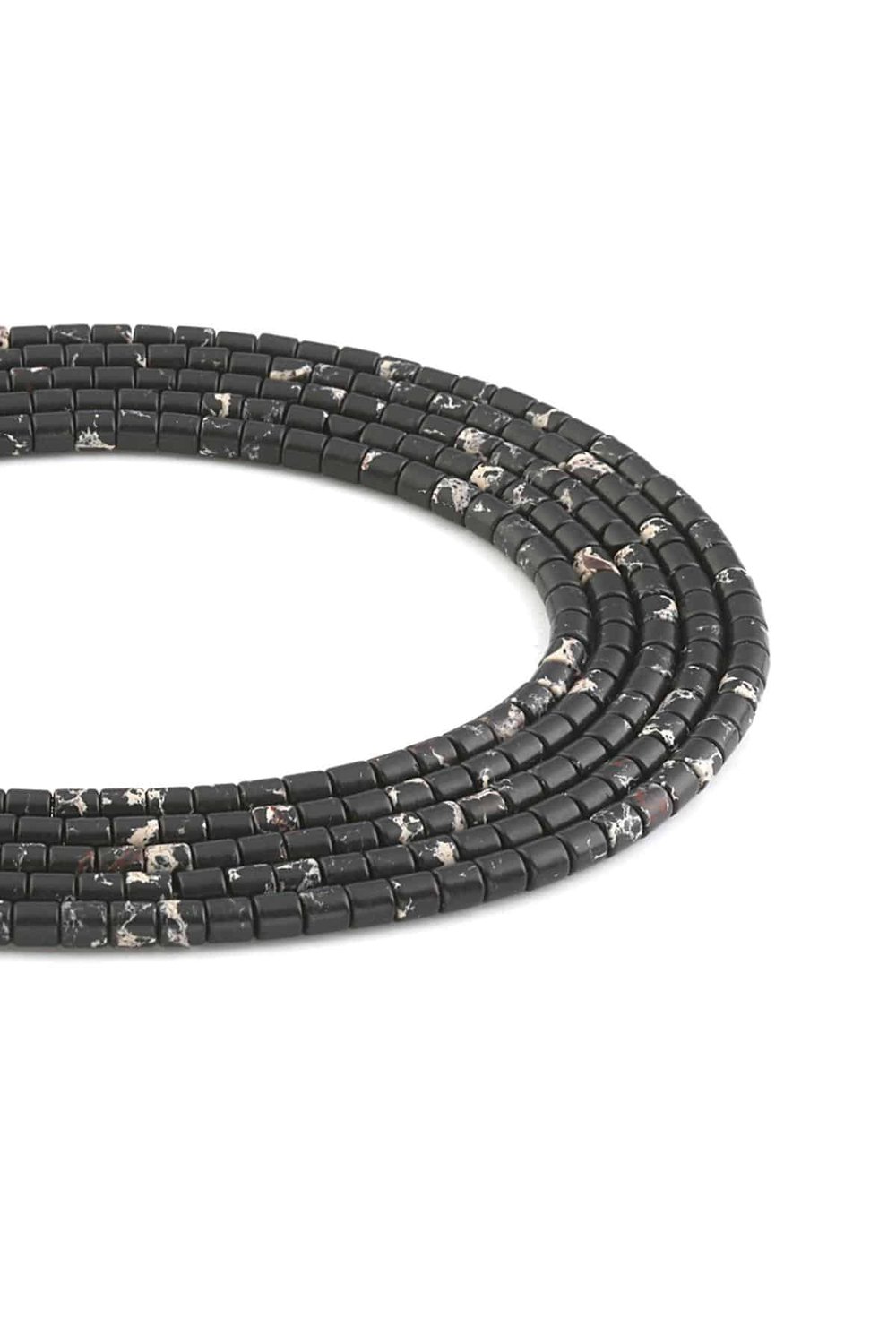 Varisit Black Natural Stone Cylinder Cut 4x4mm String Of Beads