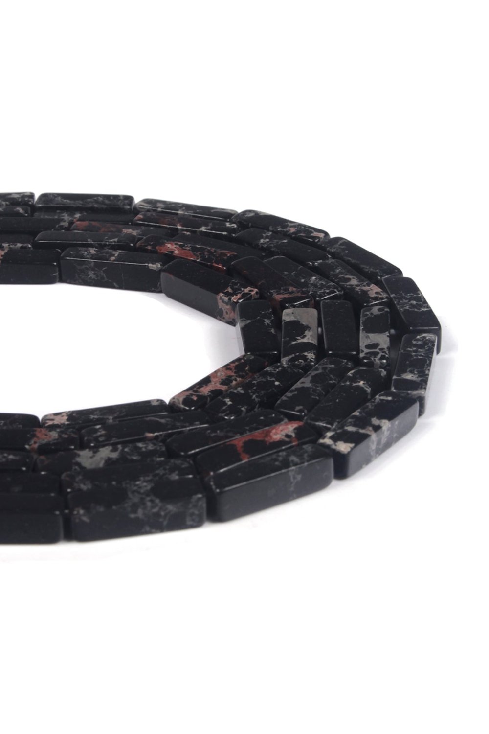 Varisit Natural Stone Shiny Black Rectangular Cut 4x13mm String Of Beads