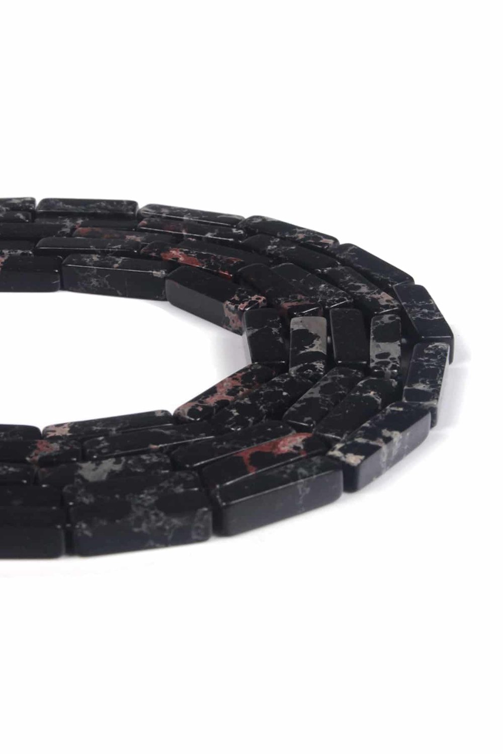 Varisit Natural Stone Shiny Black Rectangular Cut 4x13mm String Of Beads