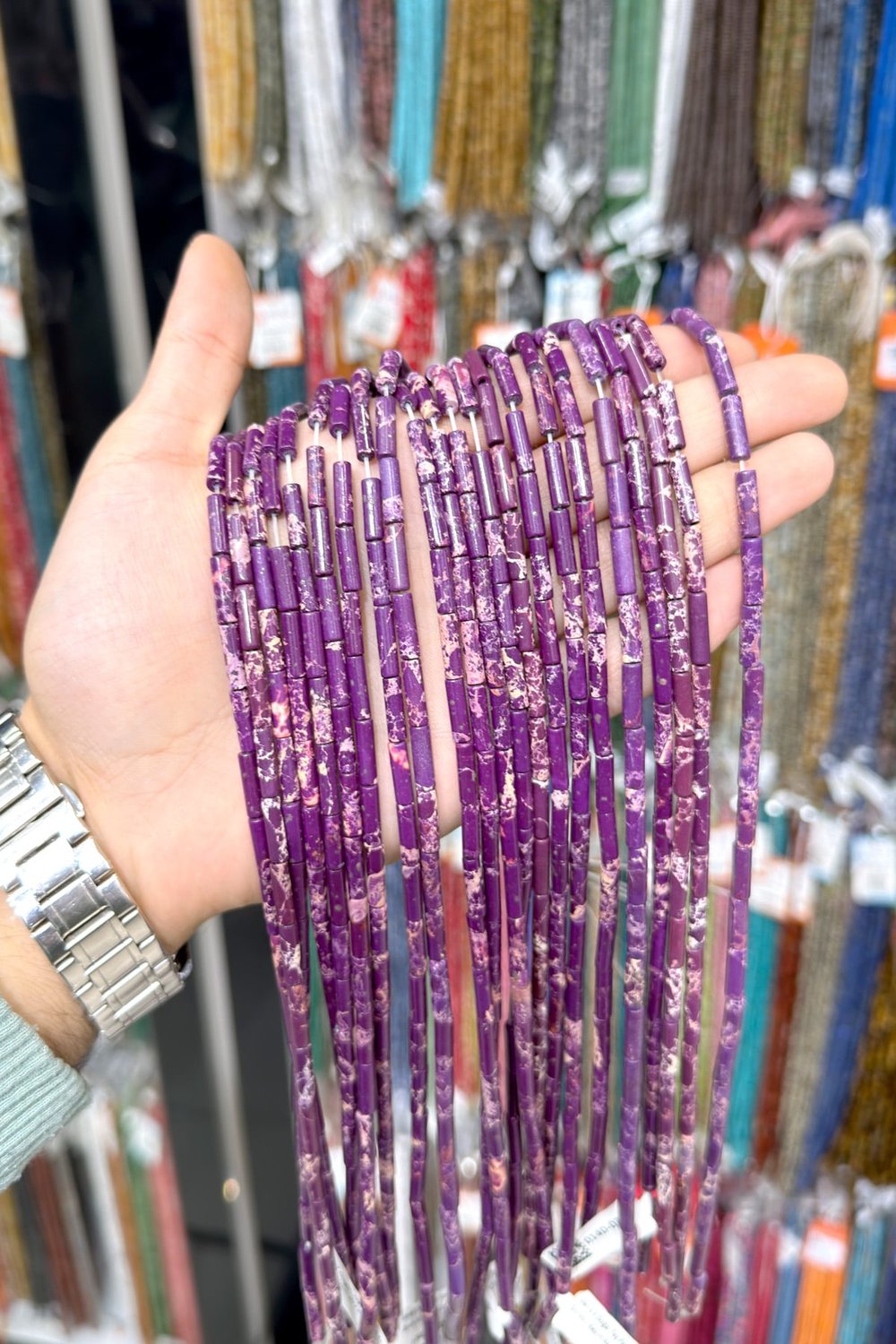 Varisit Taşı Silindir Kesim Parlak Mor 4x13mm Doğal Taş Dizi [AA]