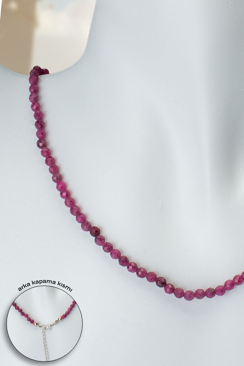Yakut Doğal Taş Mürdüm Kristal Küre Kesim 4mm Kolye