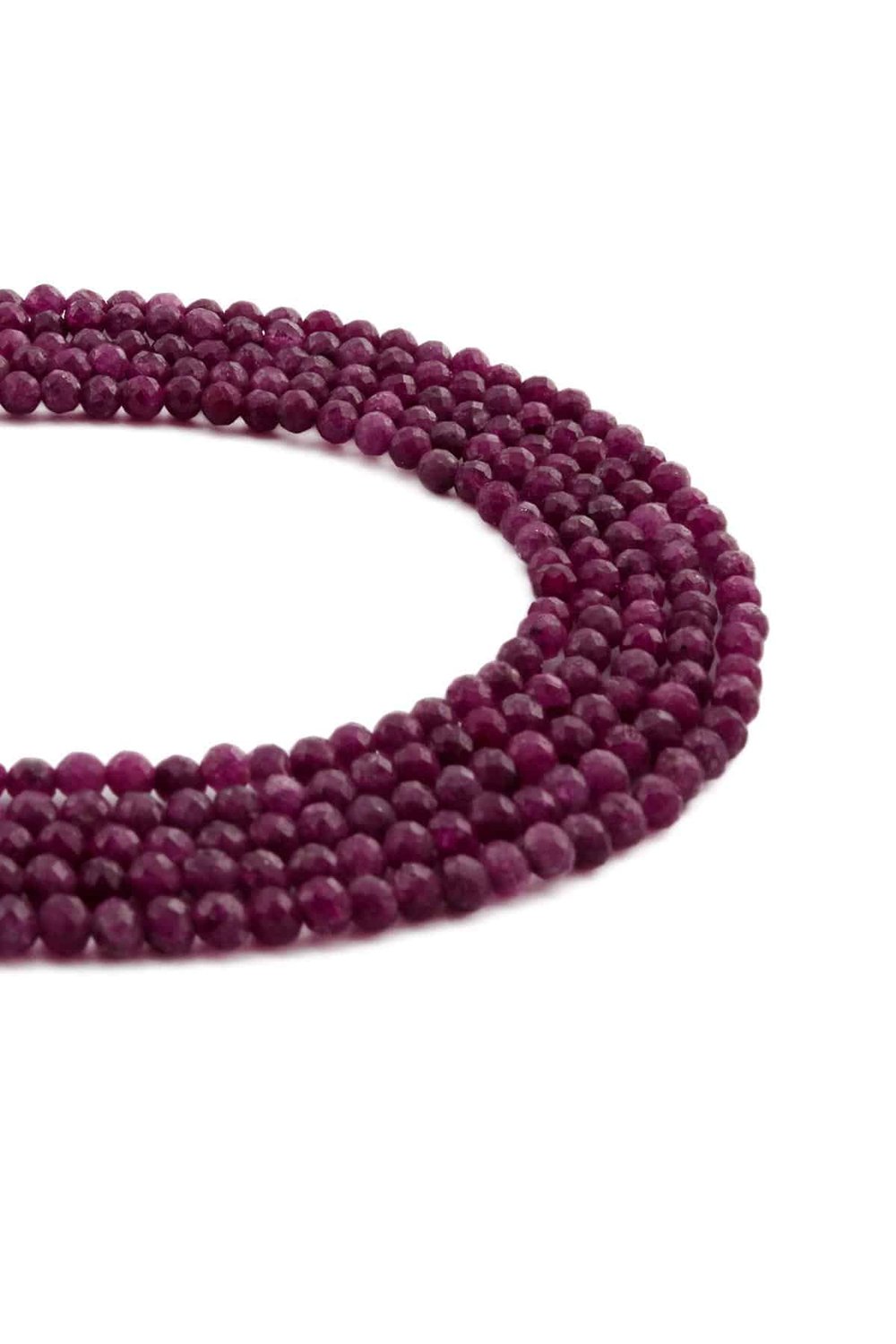 Ruby Natural Stone Shiny Globe Crystal Cut 3.5mm String Of Beads