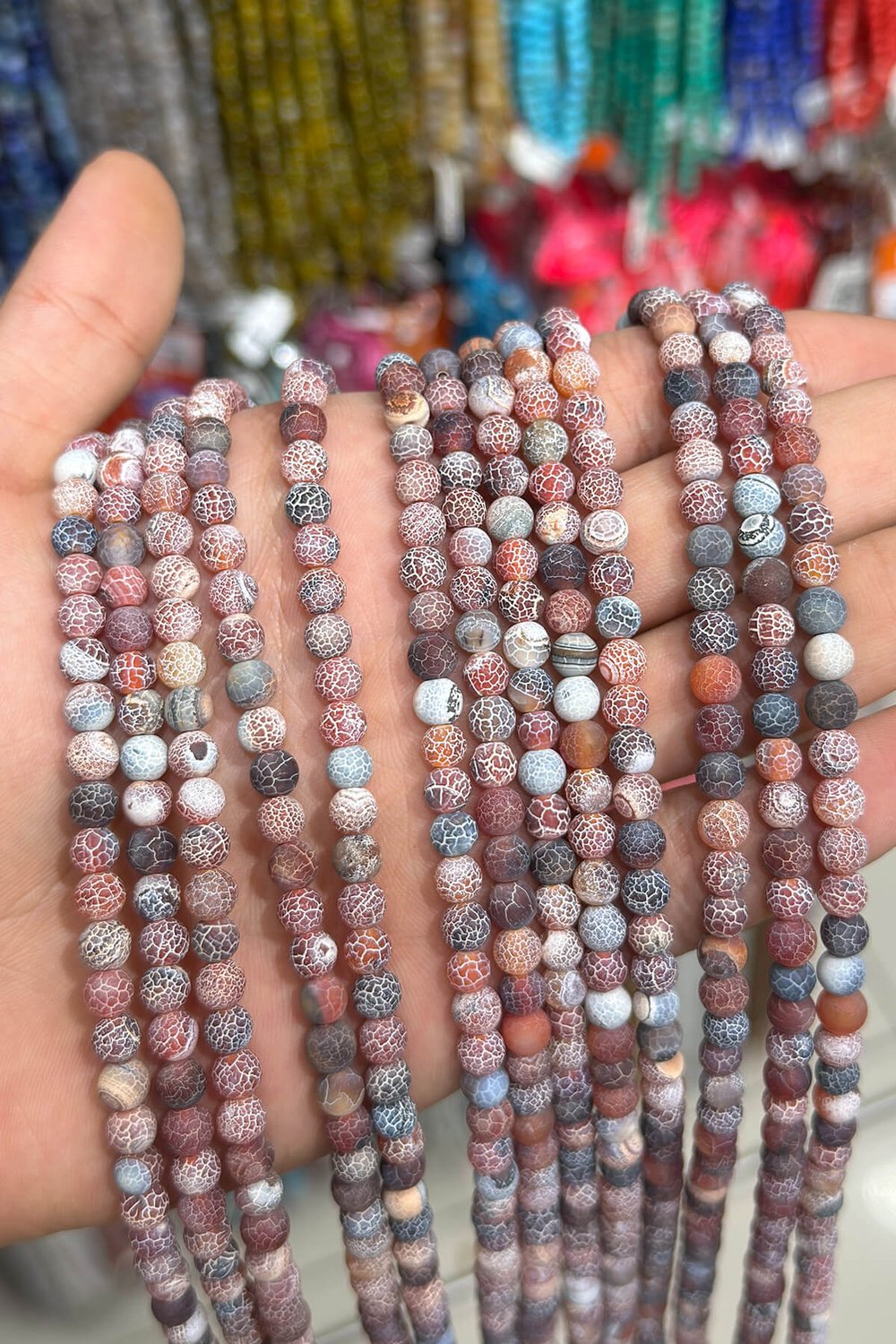 Yengeç Akik Taşı Küre Kesim Mat 6mm Doğal Taş Dizi [AA]