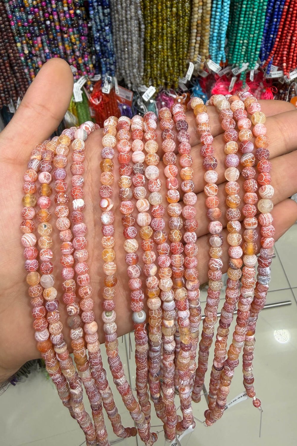 Yengeç Akik Taşı Küre Kesim Mat Kırmızı 6mm Doğal Taş Dizi [AA]