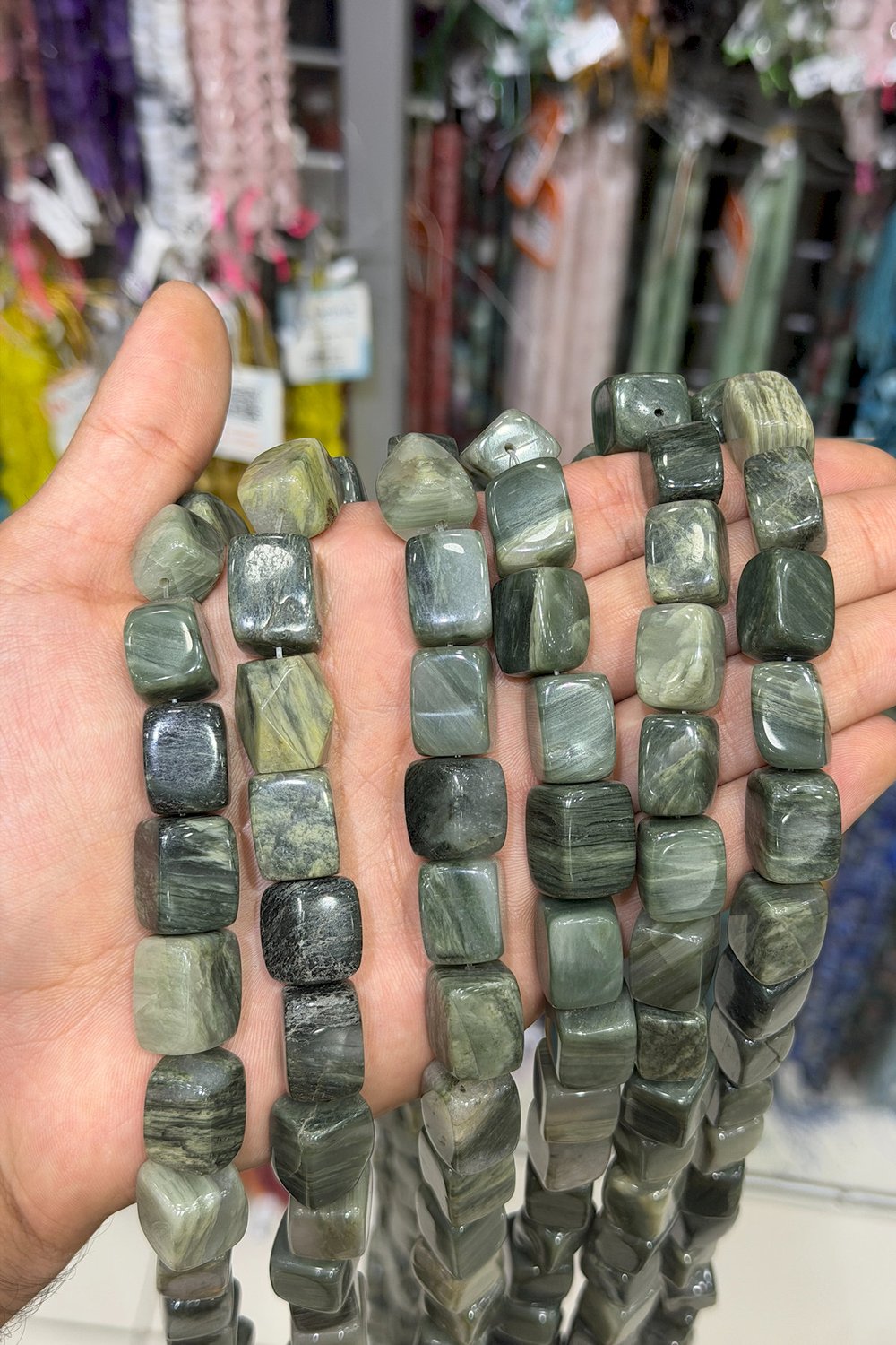 Yeşil Aragonit Taşı Dikdörtgen Kesim Yeşil 15x20mm Doğal Taş Dizi