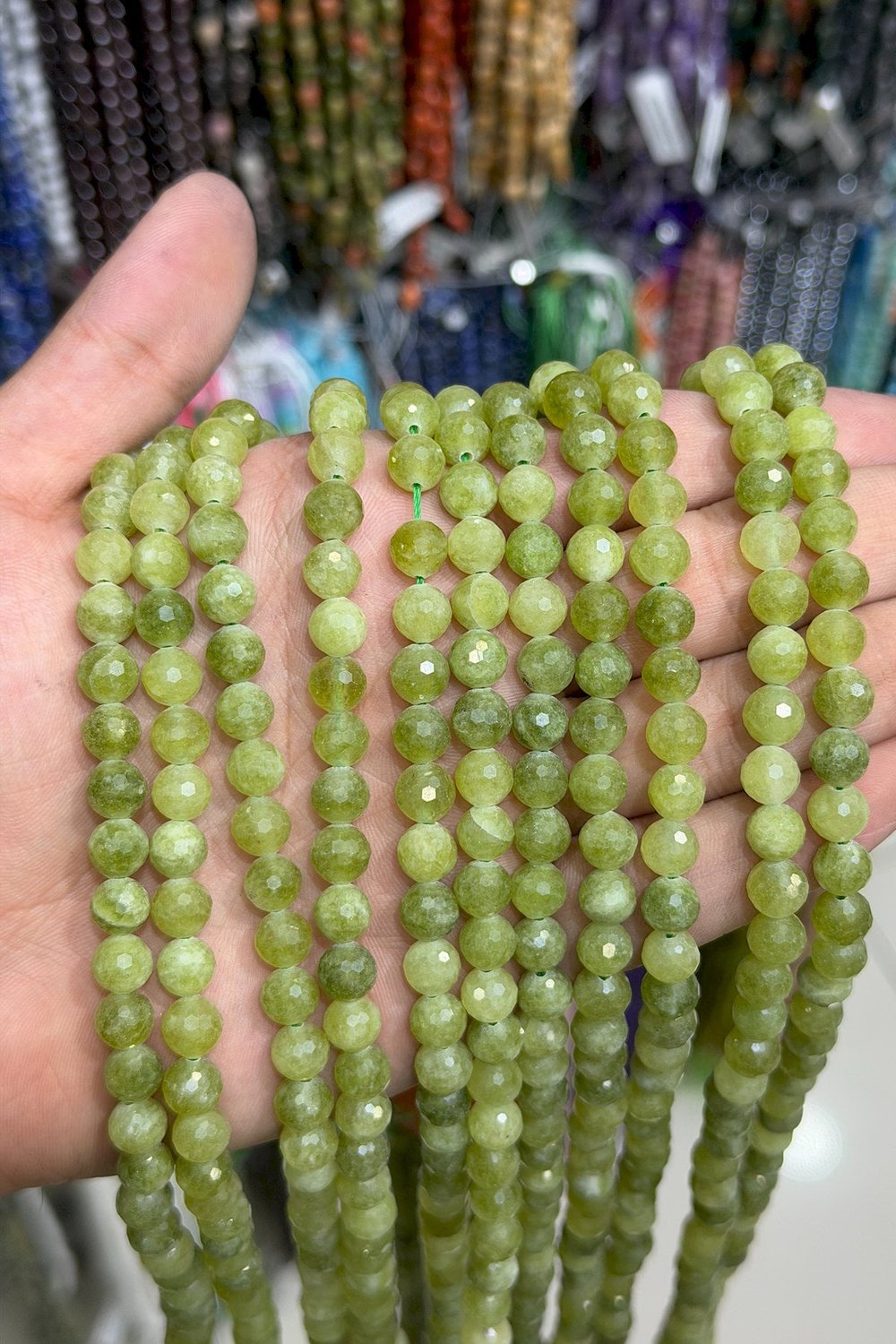 Yeşil Garnet Taşı Faset Küre Kesim Yeşil 8mm Doğal Taş Dizi