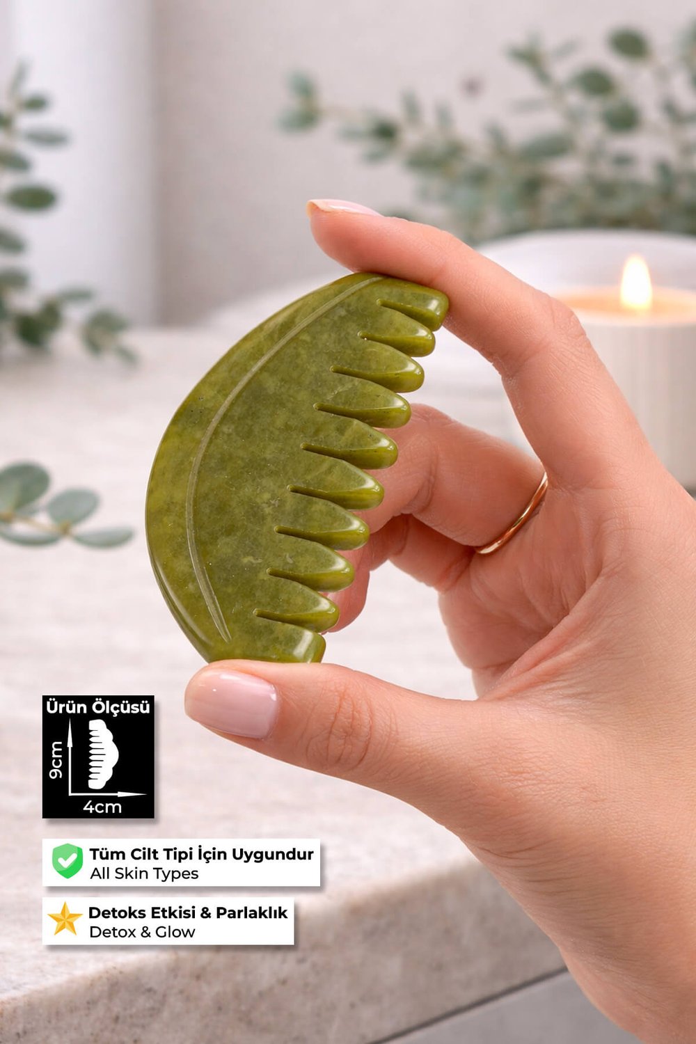 Jade Natural Stone Gua Sha Comb Cut Face Massage Tool