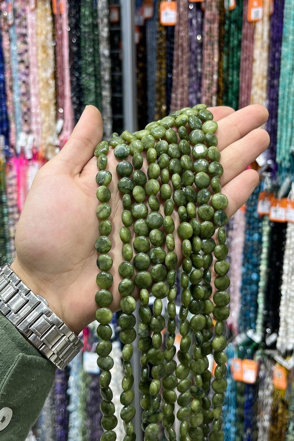 Jade Natural Stone Circle Cut 10mm String Of Beads