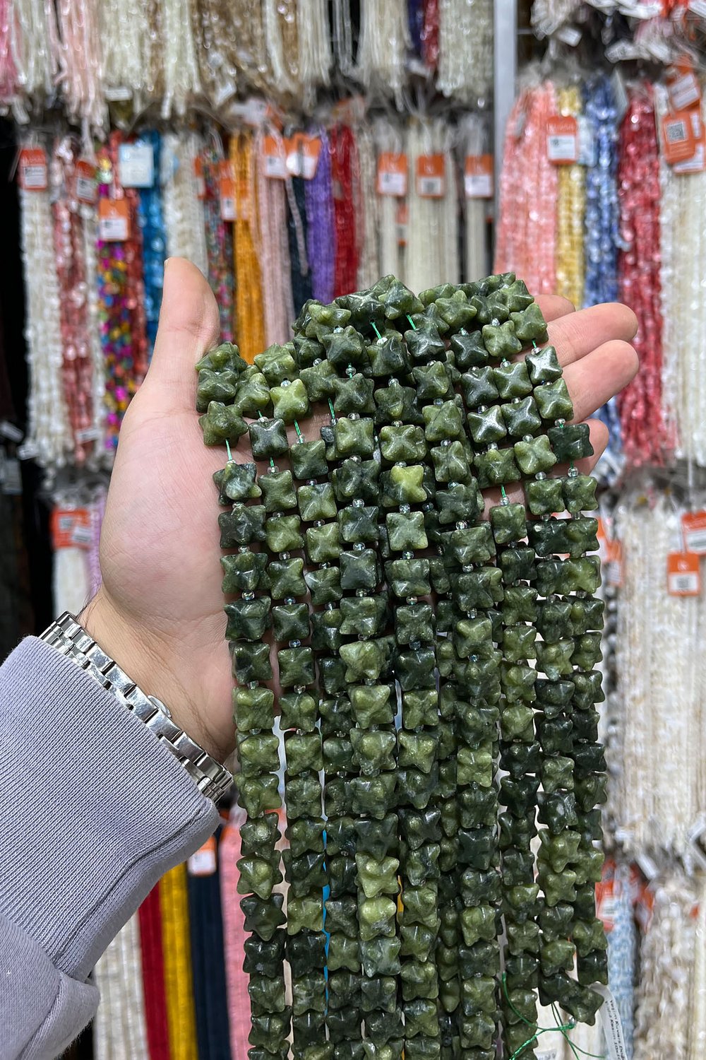 Yeşim Taşı Küp Yıldız Kesim 10x10mm Doğal Taş Dizi