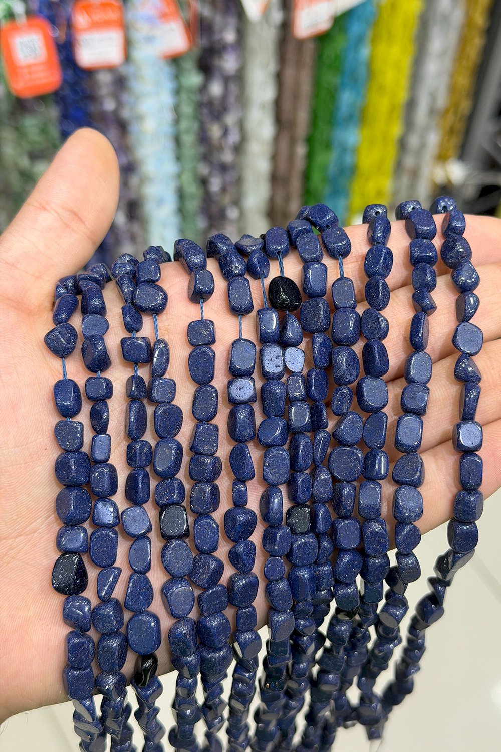 Yıldız Doğal Taş Parlak Lacivert Tımbıl Kesim 6x8mm Dizi