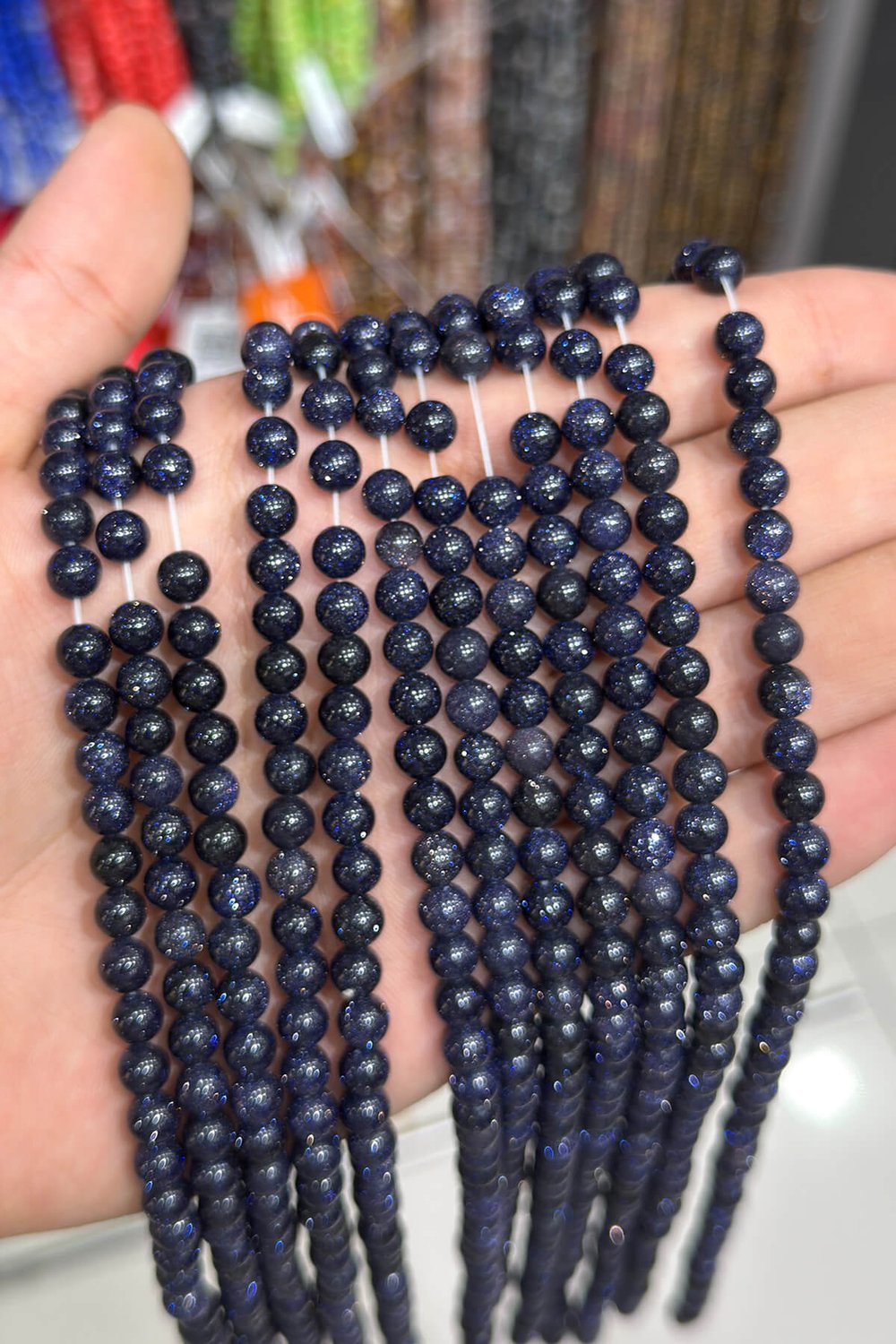 Yıldız Taşı Yıldız Küre Kesim Parlak Lacivert 6mm Doğal Taş Dizi [AA]