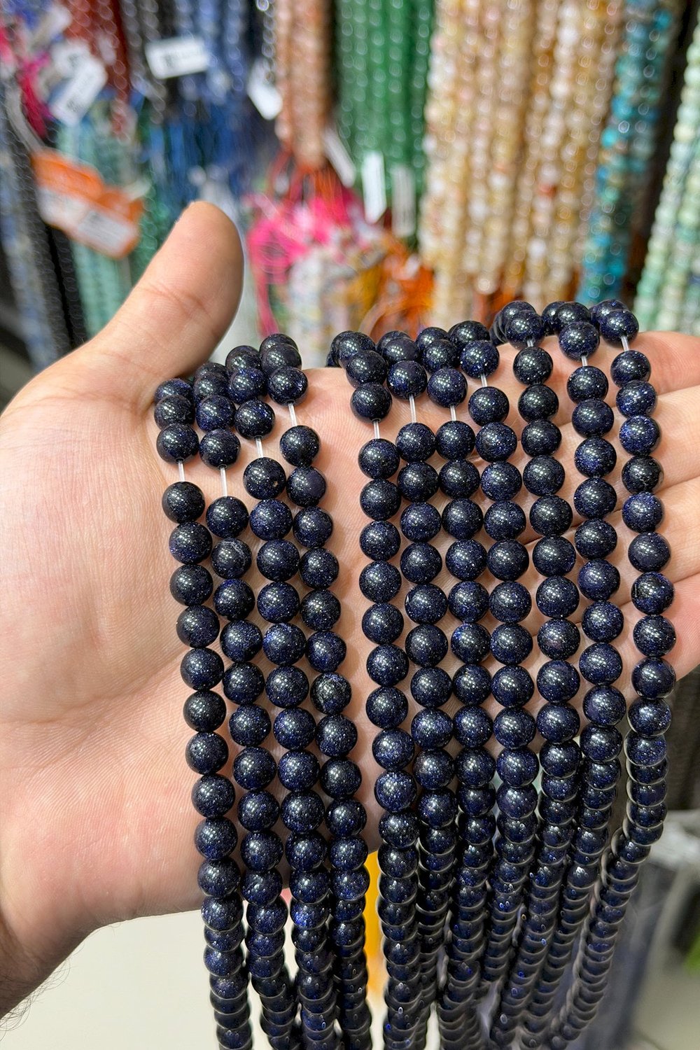 Yıldız Taşı Yıldız Küre Kesim Parlak Lacivert 8mm Doğal Taş Dizi [AA]