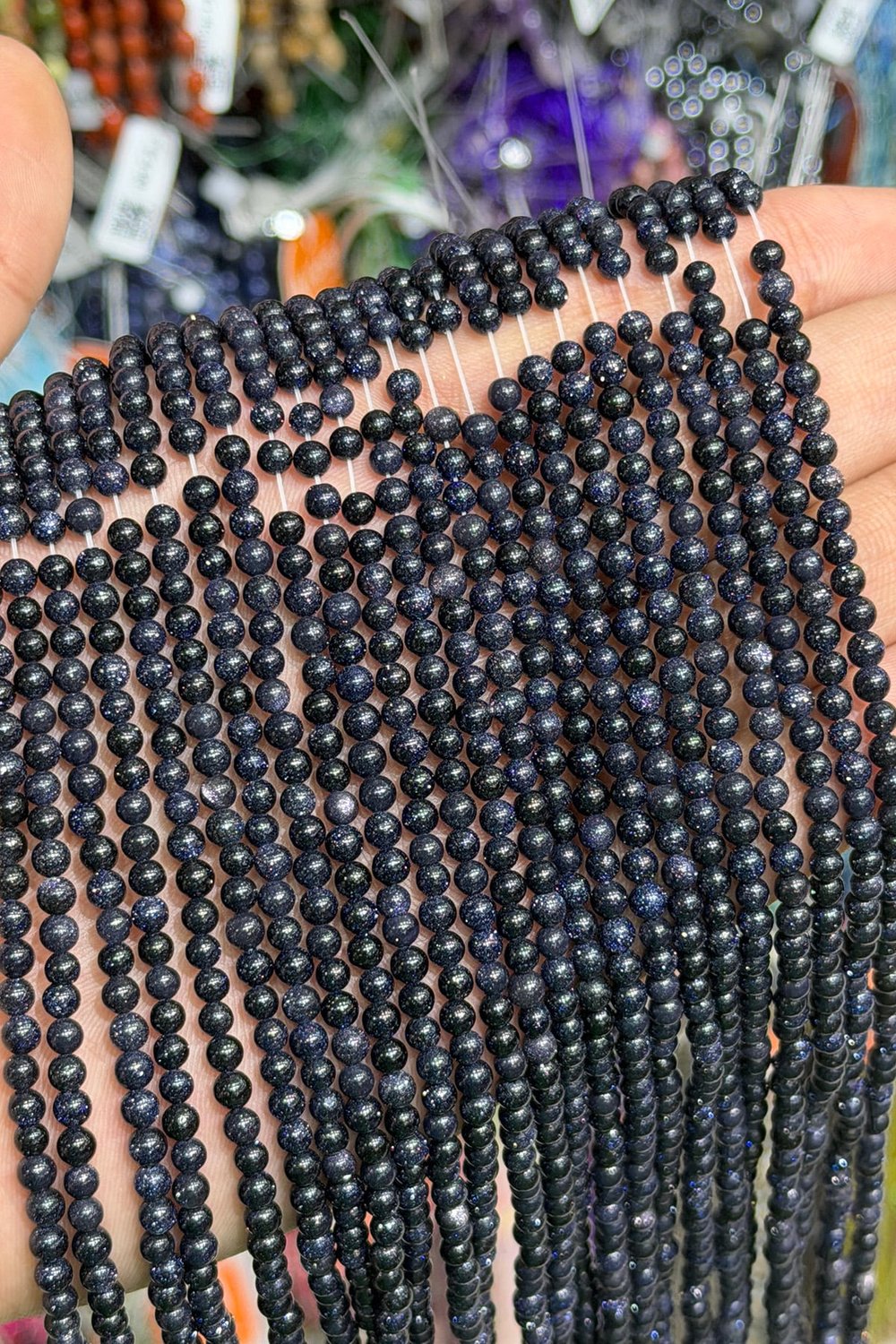 Yıldız Taşı Yıldız Küre Kesim Parlak Lacivert 4mm Doğal Taş Dizi [AA]