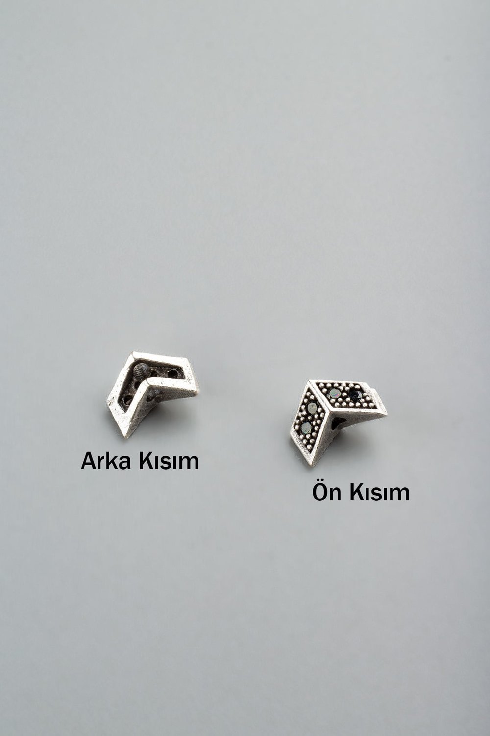 Zirkon Antik Gümüş Çavuş Tek Delik Aparat 6x4mm