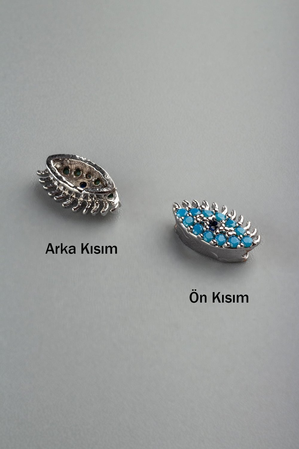 Zirkon Antik Gümüş Göz Tek Delik Aparat 7mm