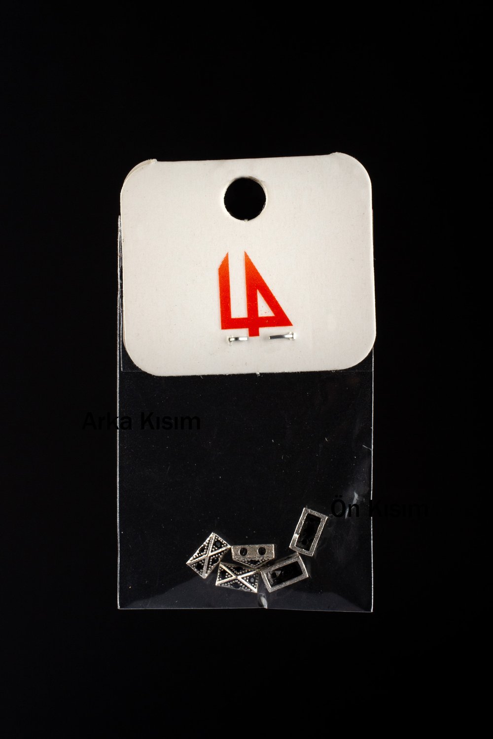 Zirkon Antik Gümüş Kare Piramit Çift Delik Aparat 6x4mm