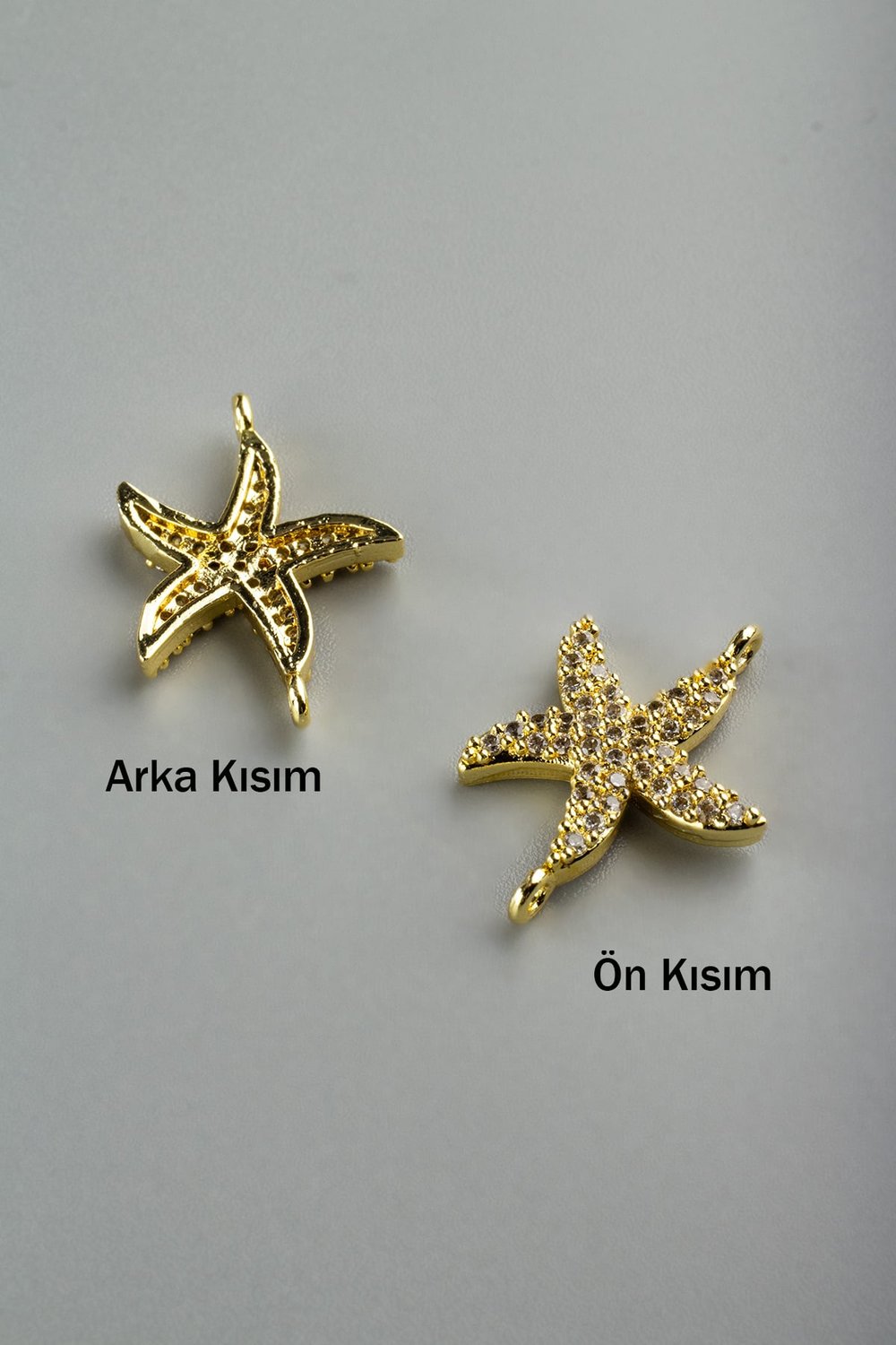 Zirkon Gold - Beyaz Deniz Yıldızı 15mm Takı Aparatı - 5 Adet
