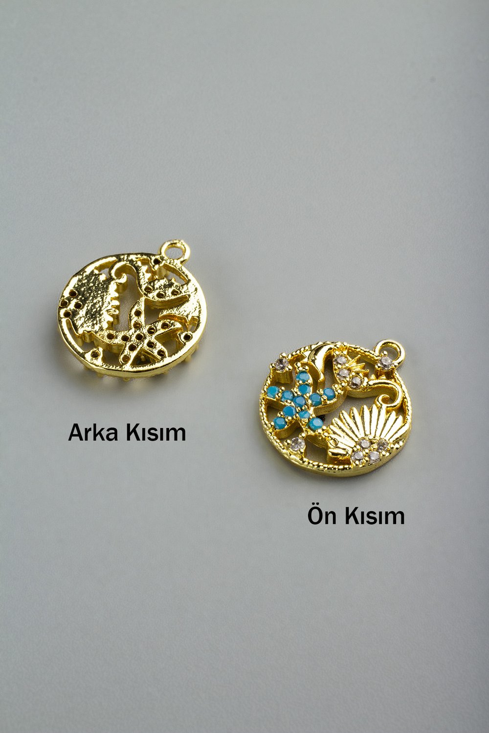 Zirkon Gold Deniz Figürlü Karışık 20mm Takı Aparatı - 5 Adet