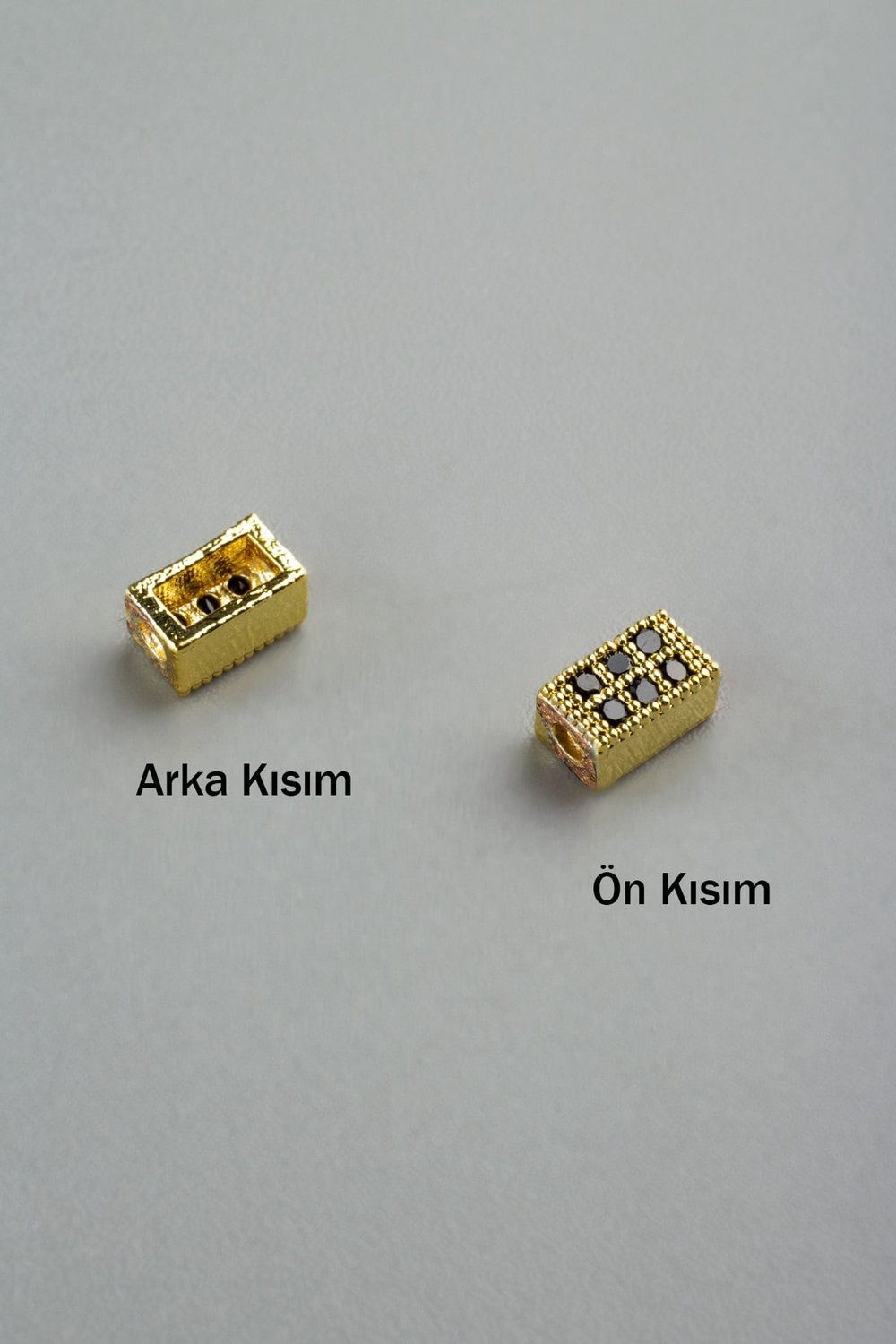 Zirkon Gold Dikdörtgen Tek Delik Aparat 3x5mm