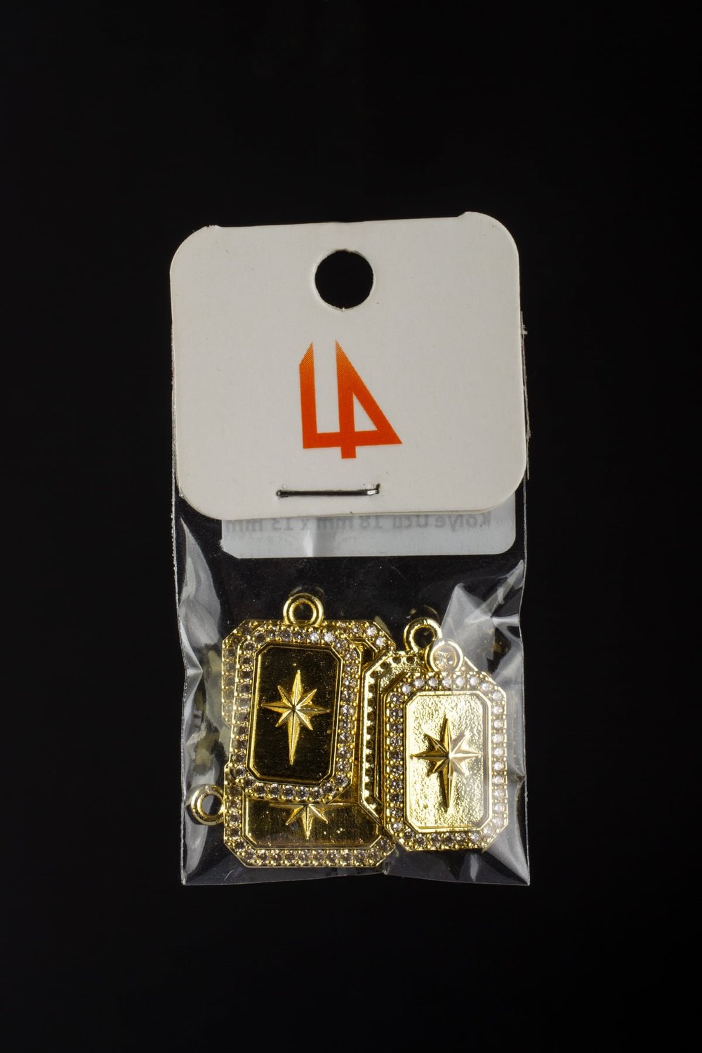 Zirkon Gold Kuzey Yıldızı Dikdörtgen 18x13mm Kolye Ucu - 5 Adet