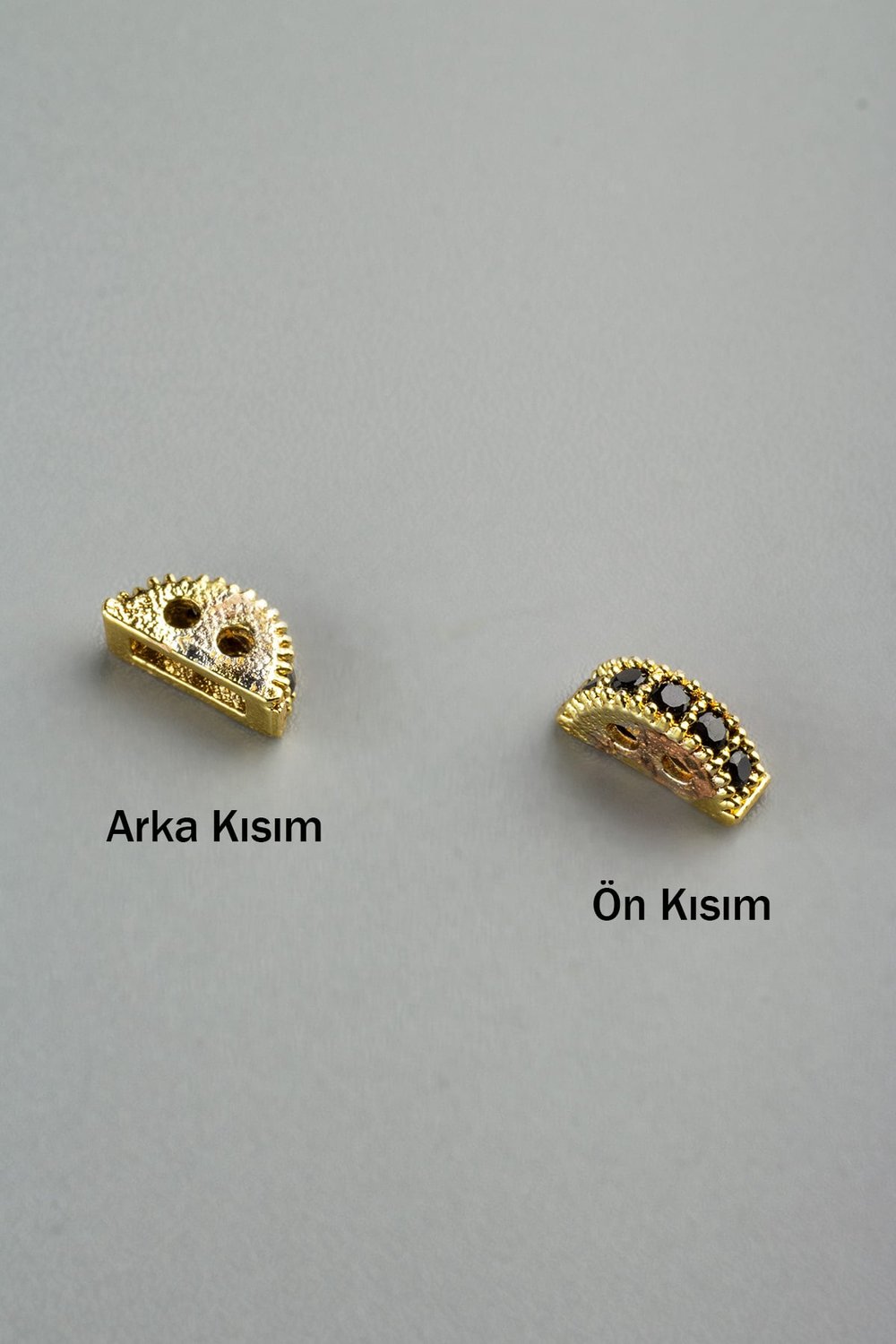 Zirkon Gold Yarım Ay Çift Delik Aparat 7x2mm
