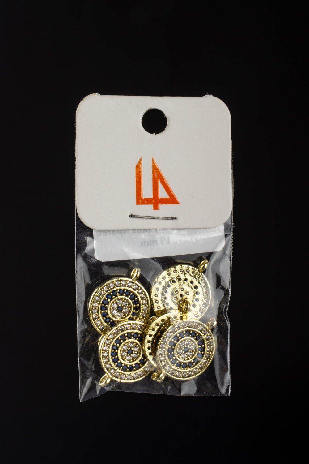 Zirkon Gold Yuvarlak Nazar Turkuaz Laci 19mm Takı Aparatı - 5 Adet