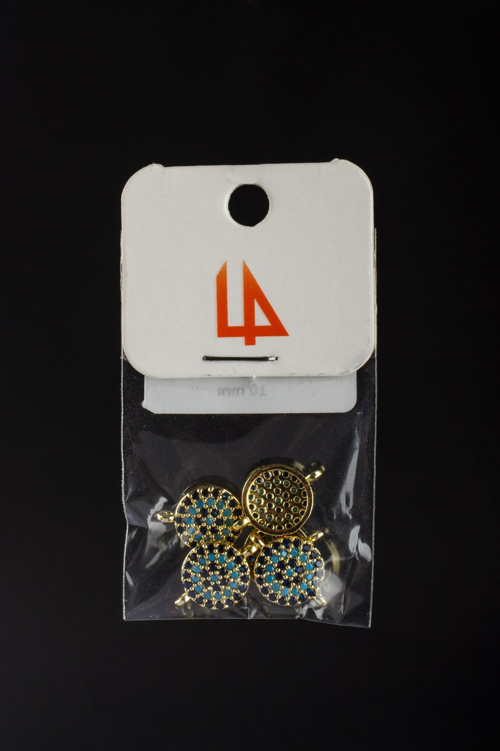 Zirkon Gold Yuvarlak Nazar Turkuaz Laci 10mm Takı Aparatı - 5 Adet