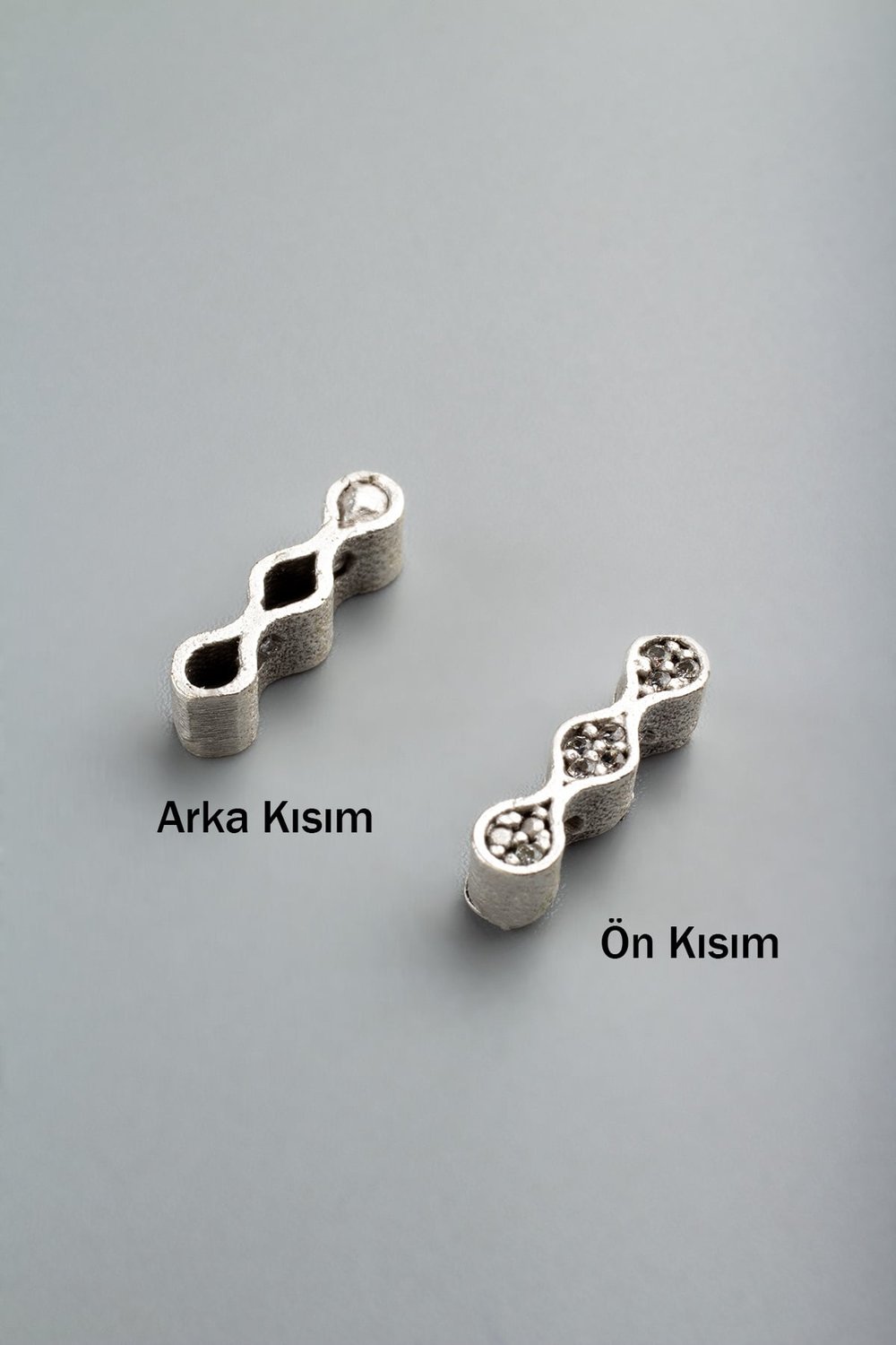 Zirkon Gümüş 3 Göz Çift Delik Aparat 4x14mm