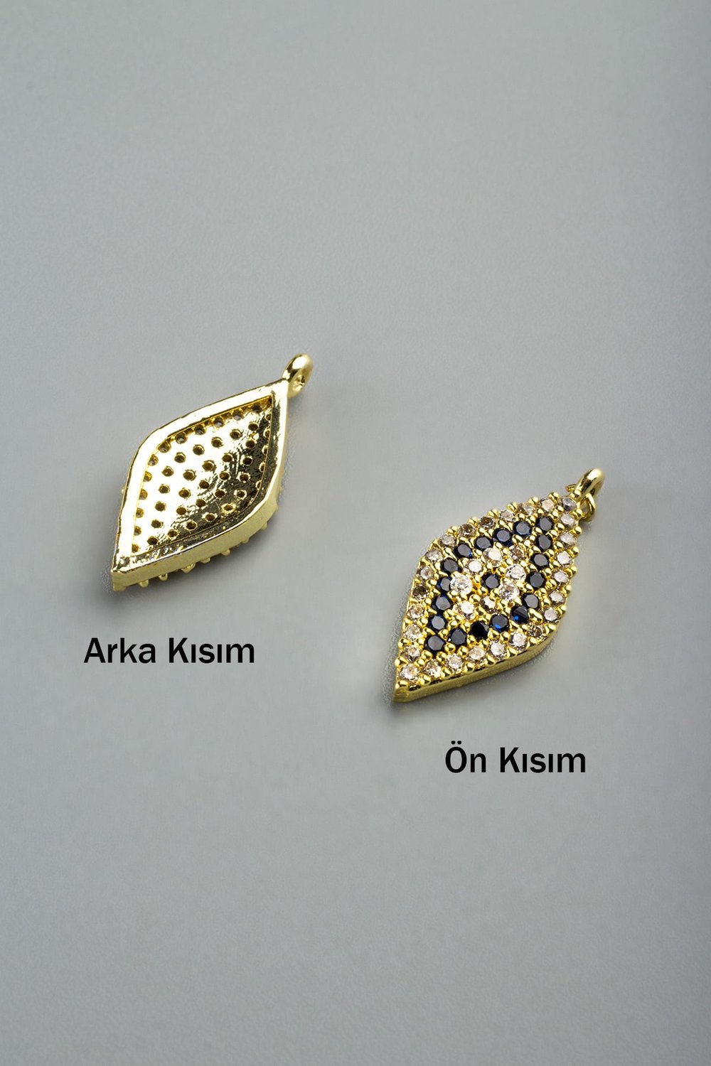 Zirkon Laci Gold Baklava Kesim Göz 25mm Takı Aparatı - 5 Adet