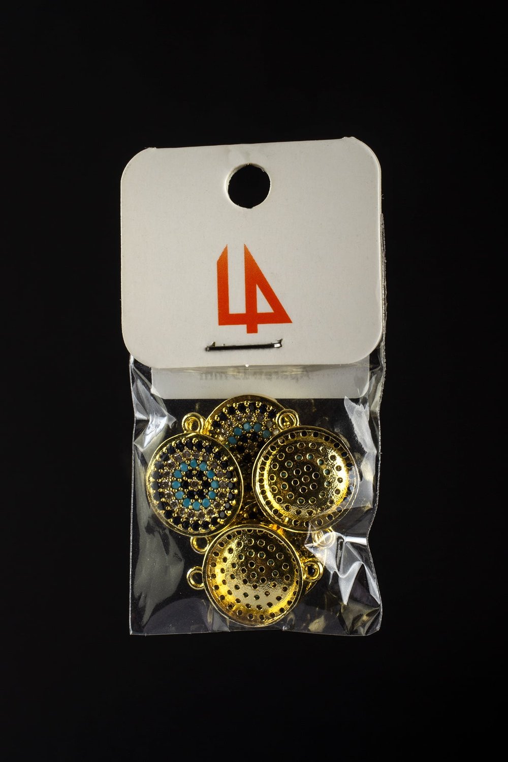 Zirkon Laci Gold Çukur Yuvarlak Nazar Turkuaz 19mm Takı Aparatı - 5 Adet