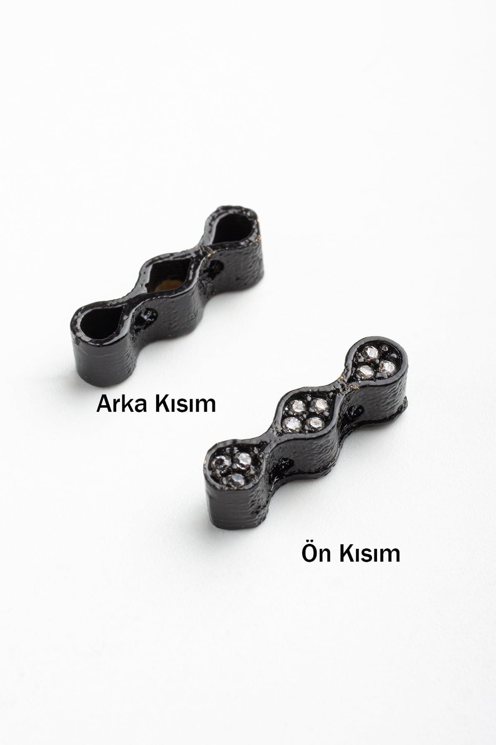 Zirkon Siyah 3 Göz Çift Delik Aparat 4x14mm
