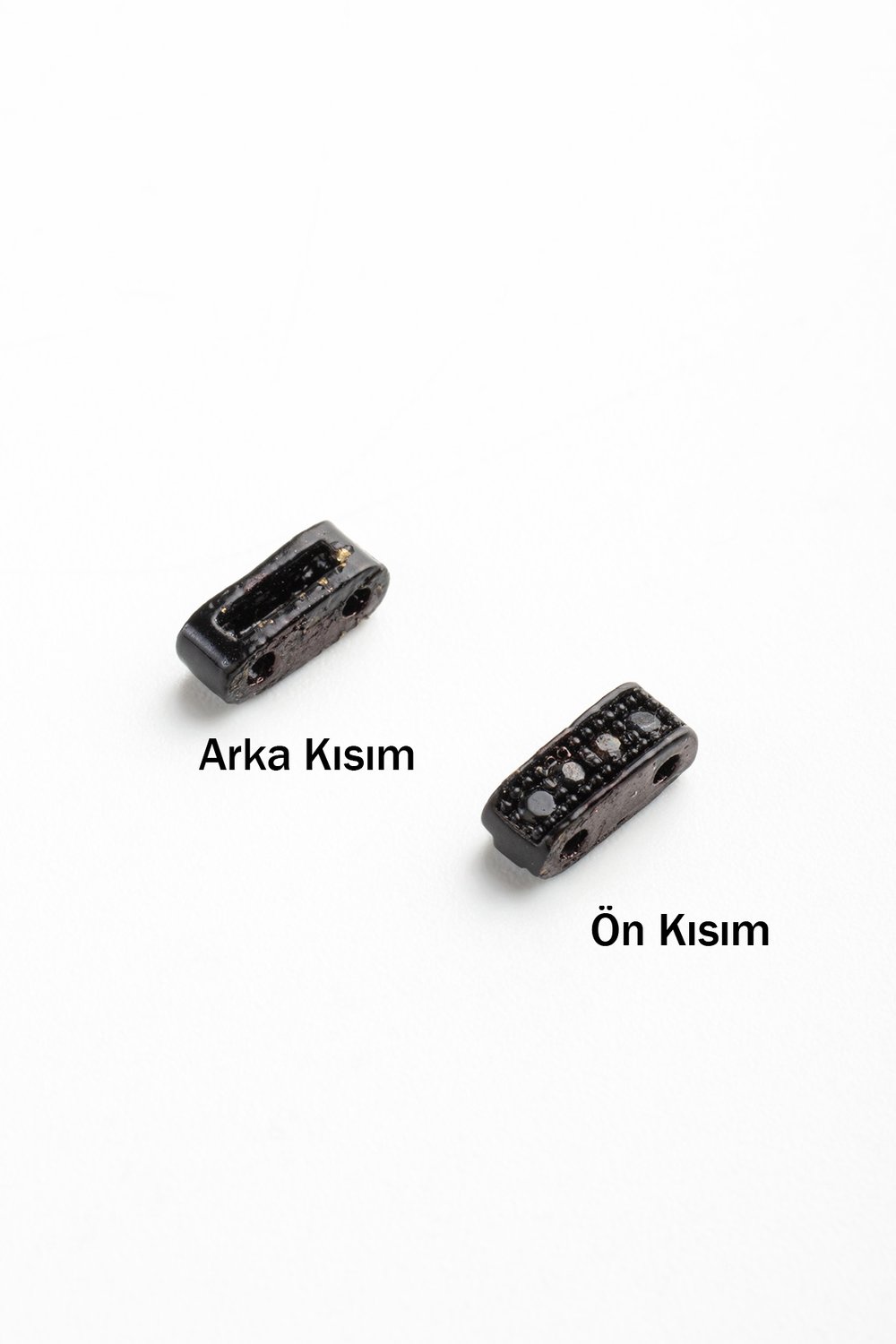 Zirkon Siyah Dikdörtgen Çift Delik Aparat 6x2mm