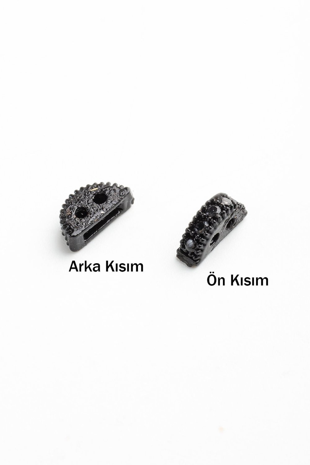 Zirkon Siyah Yarım Ay Çift Delik Aparat 7x2mm