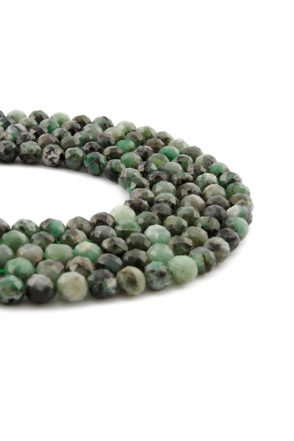 Emerald Natural Stone Globe Crystal Cut 5mm String Of Beads