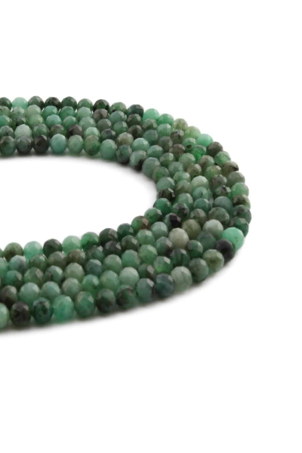 Emerald Natural Stone Shiny Globe Crystal Cut 4mm String Of Beads