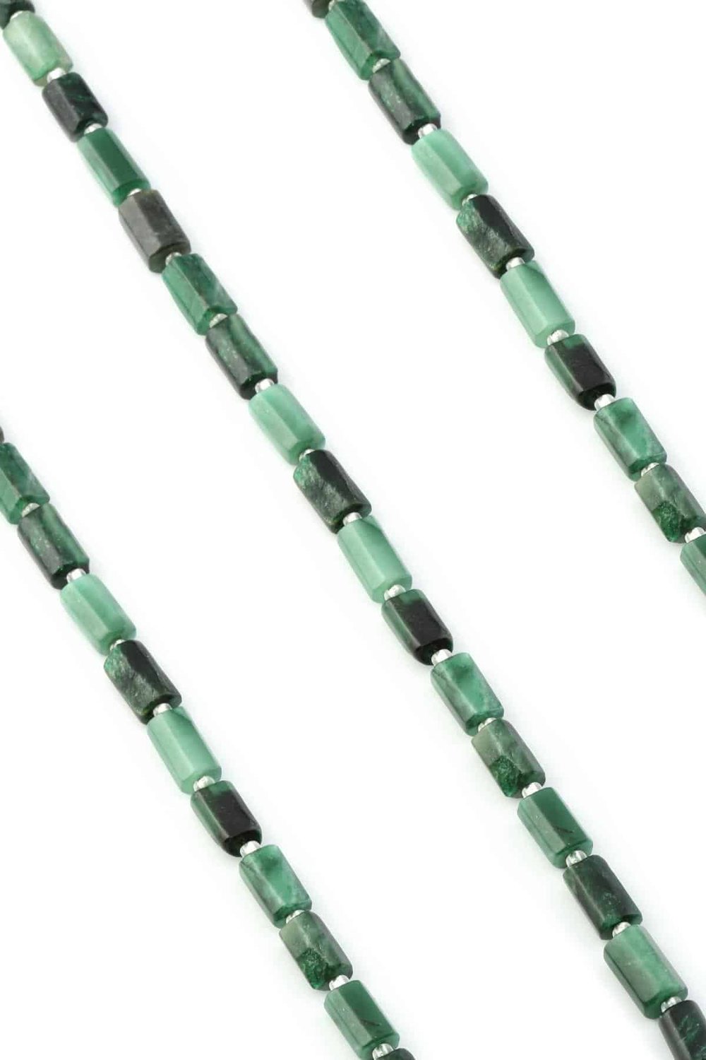 Emerald Natural Stone Cylinder Cut 7x12mm String Of Beads