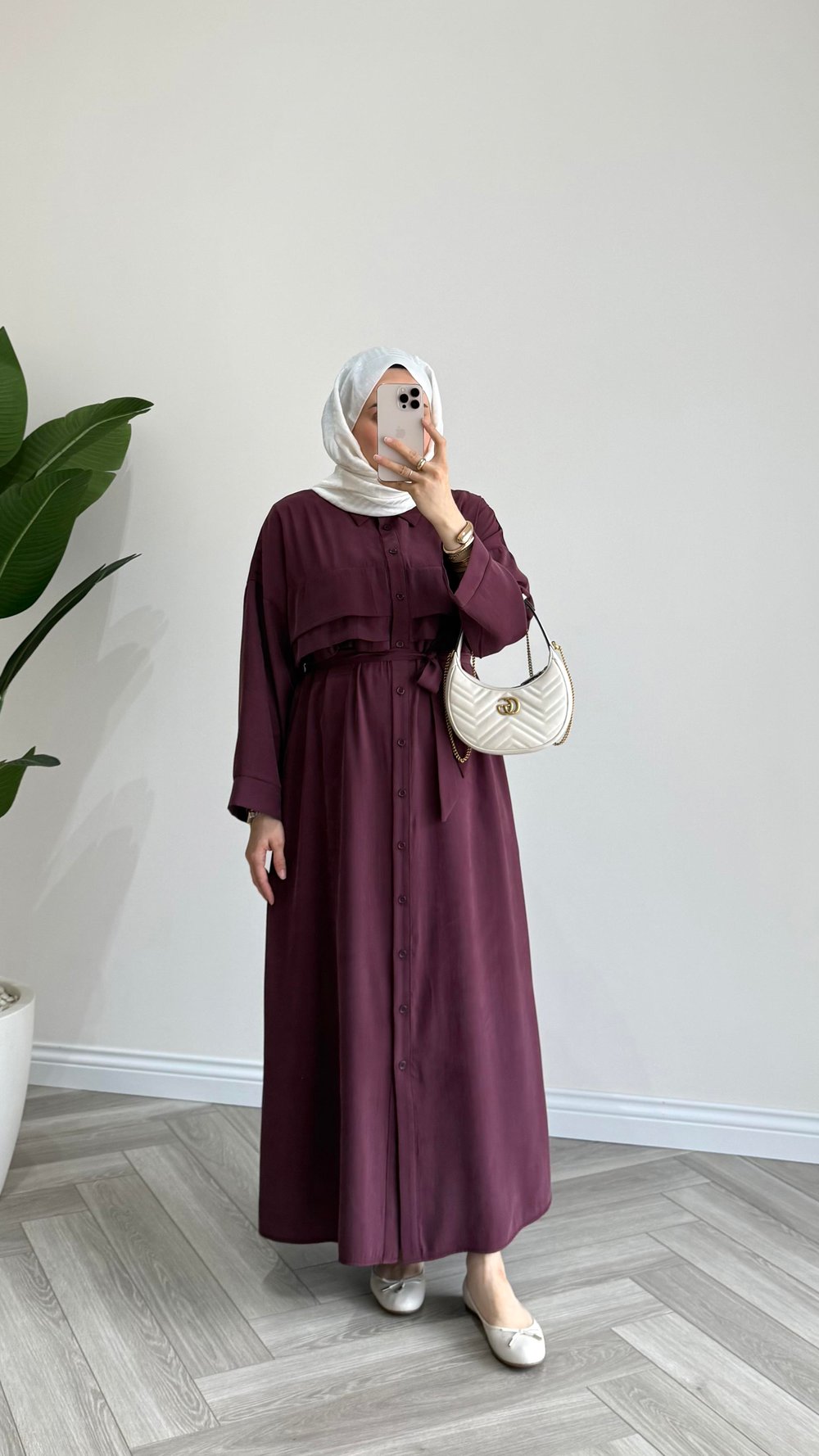 Basic Boydan Düğmeli Detaylı Elbise | Bordo