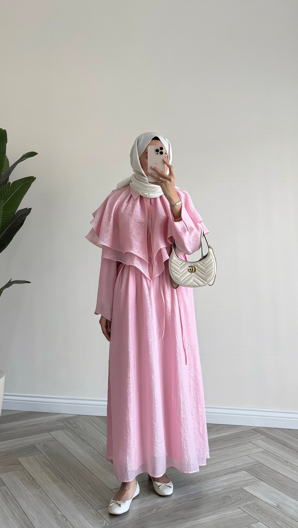 Fırfır Yakalı Özel Tasarım Elbise | Pembe