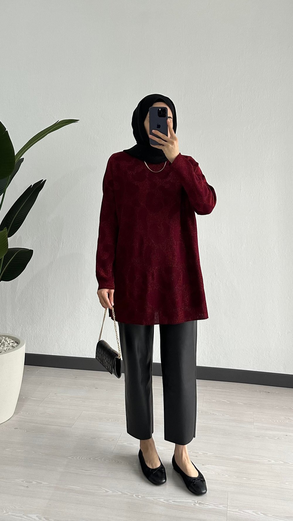 Leopar Desenli Simli Merserize Bordo