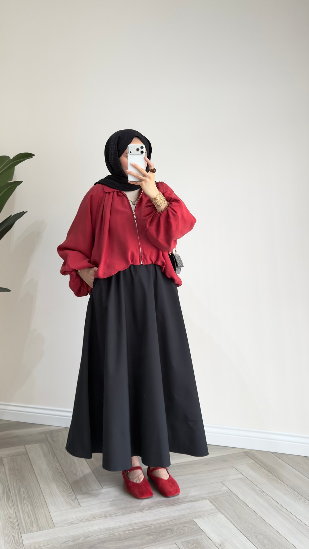 Oversize Fermuarlı Ceket | Kırmızı
