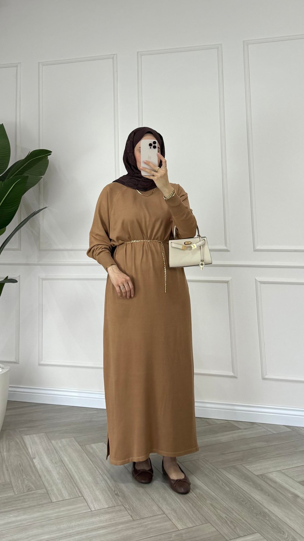 Premium Merserize Elbise | Camel