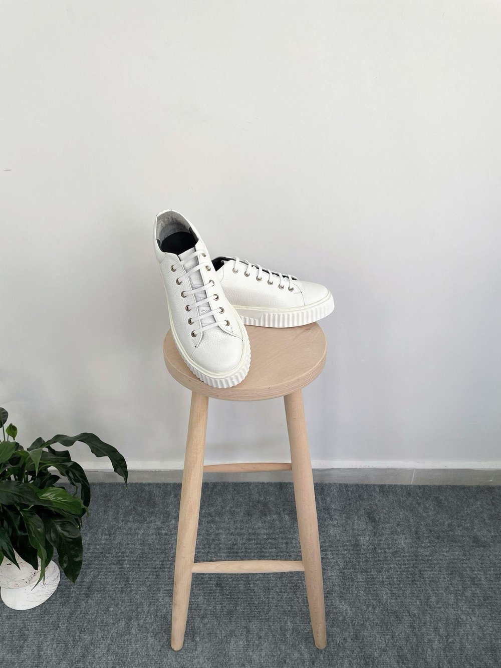 Erkek Deri Sneaker Ayakkabı Beyaz