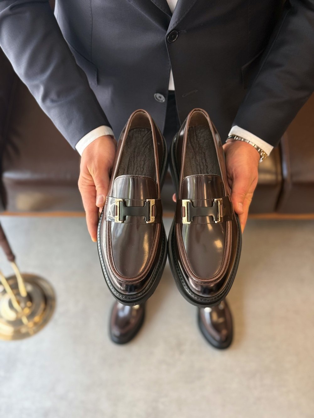 HAKİKİ DERİ İÇİ DIŞI AGAH MODEL CLASS ACI KAHVE LOAFER AYAKKABI