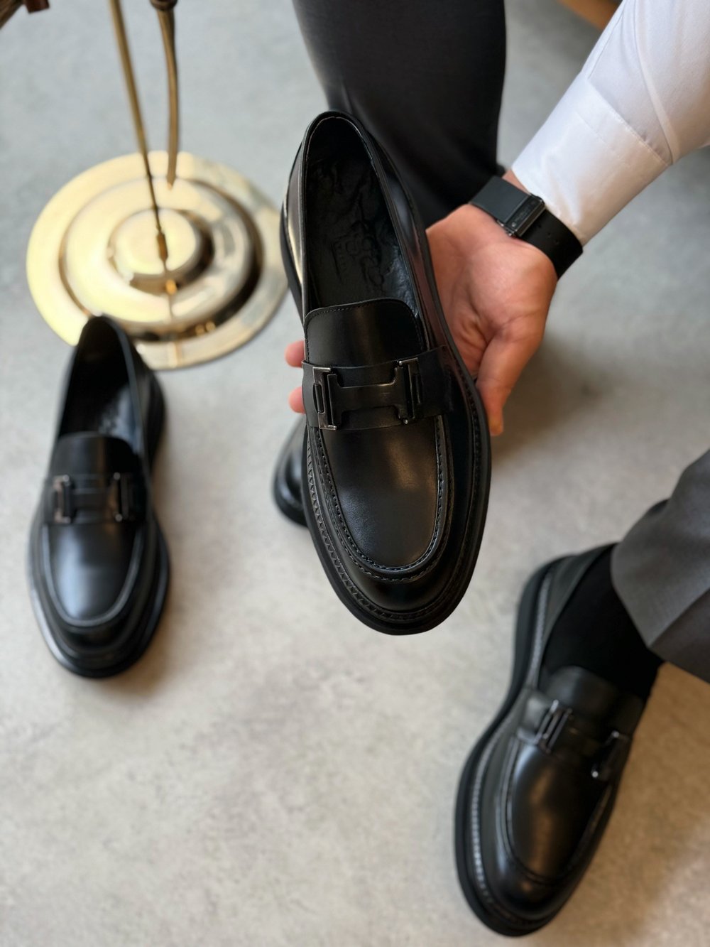 HAKİKİ DERİ İÇİ DIŞI AGAH MODEL CLASS MAT SİYAH LOAFER AYAKKABI