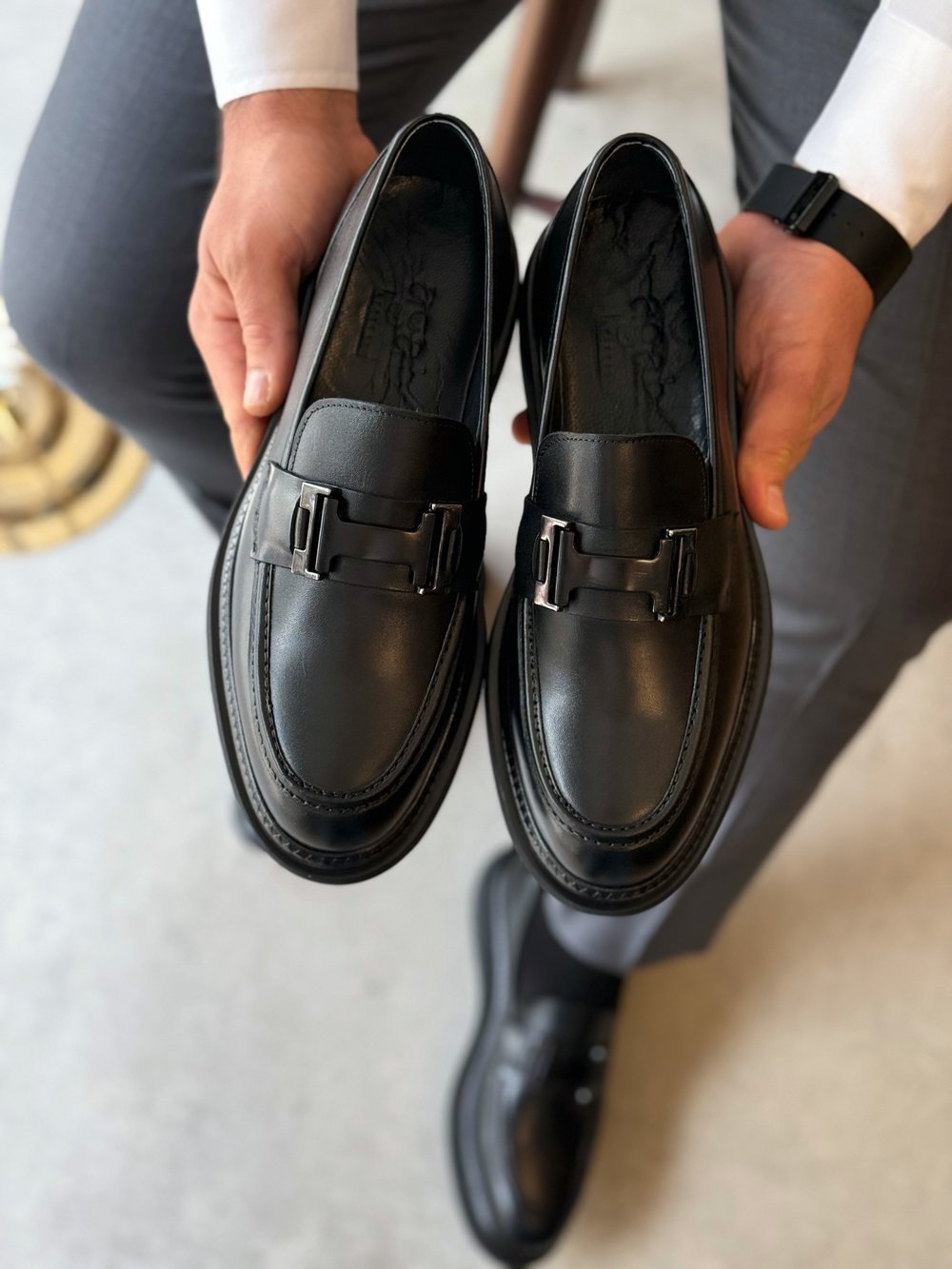HAKİKİ DERİ İÇİ DIŞI AGAH MODEL CLASS MAT SİYAH LOAFER AYAKKABI