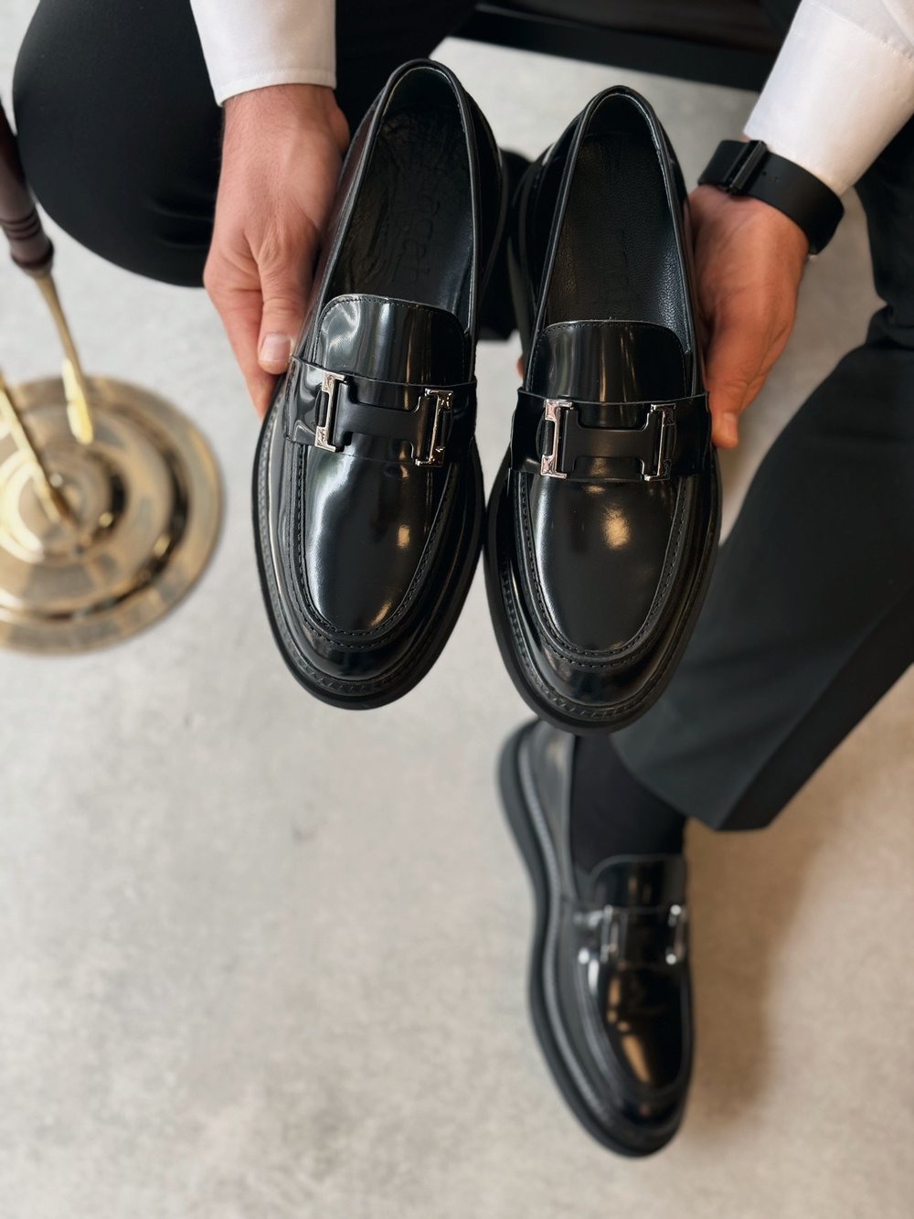 HAKİKİ DERİ İÇİ DIŞI AGAH MODEL CLASS SİYAH LOAFER AYAKKABI