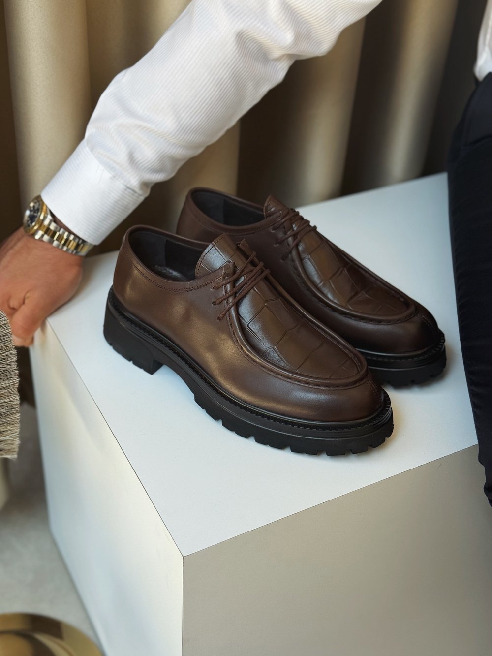 HAKİKİ DERİ İÇİ DIŞI AGAH MODEL KROK ACI KAHVE CASUAL AYAKKABI