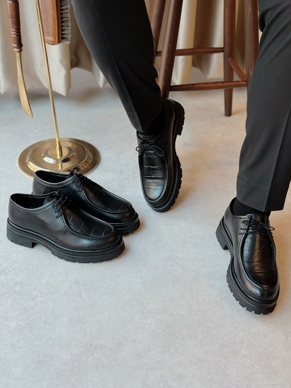 HAKİKİ DERİ İÇİ DIŞI AGAH MODEL KROK SİYAH CASUAL AYAKKABI