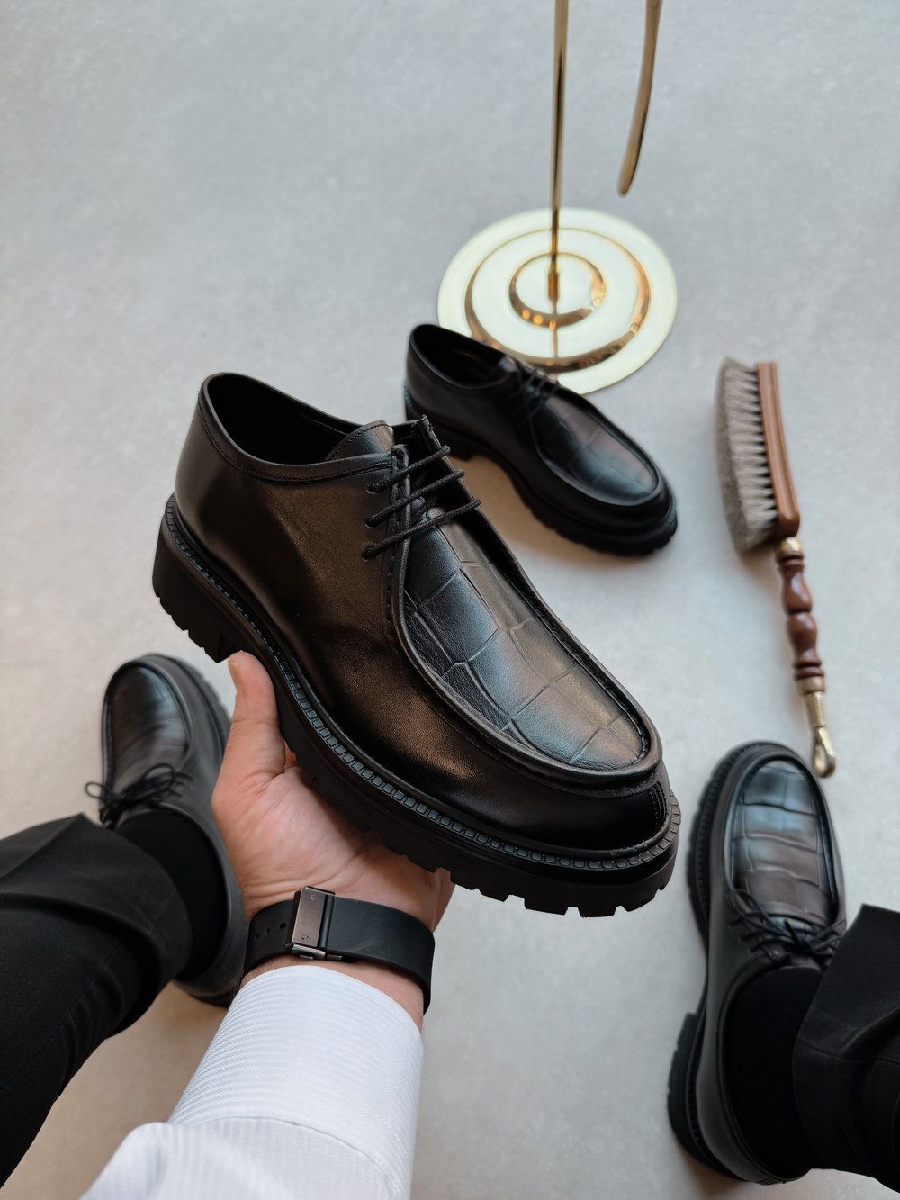 HAKİKİ DERİ İÇİ DIŞI AGAH MODEL KROK SİYAH CASUAL AYAKKABI