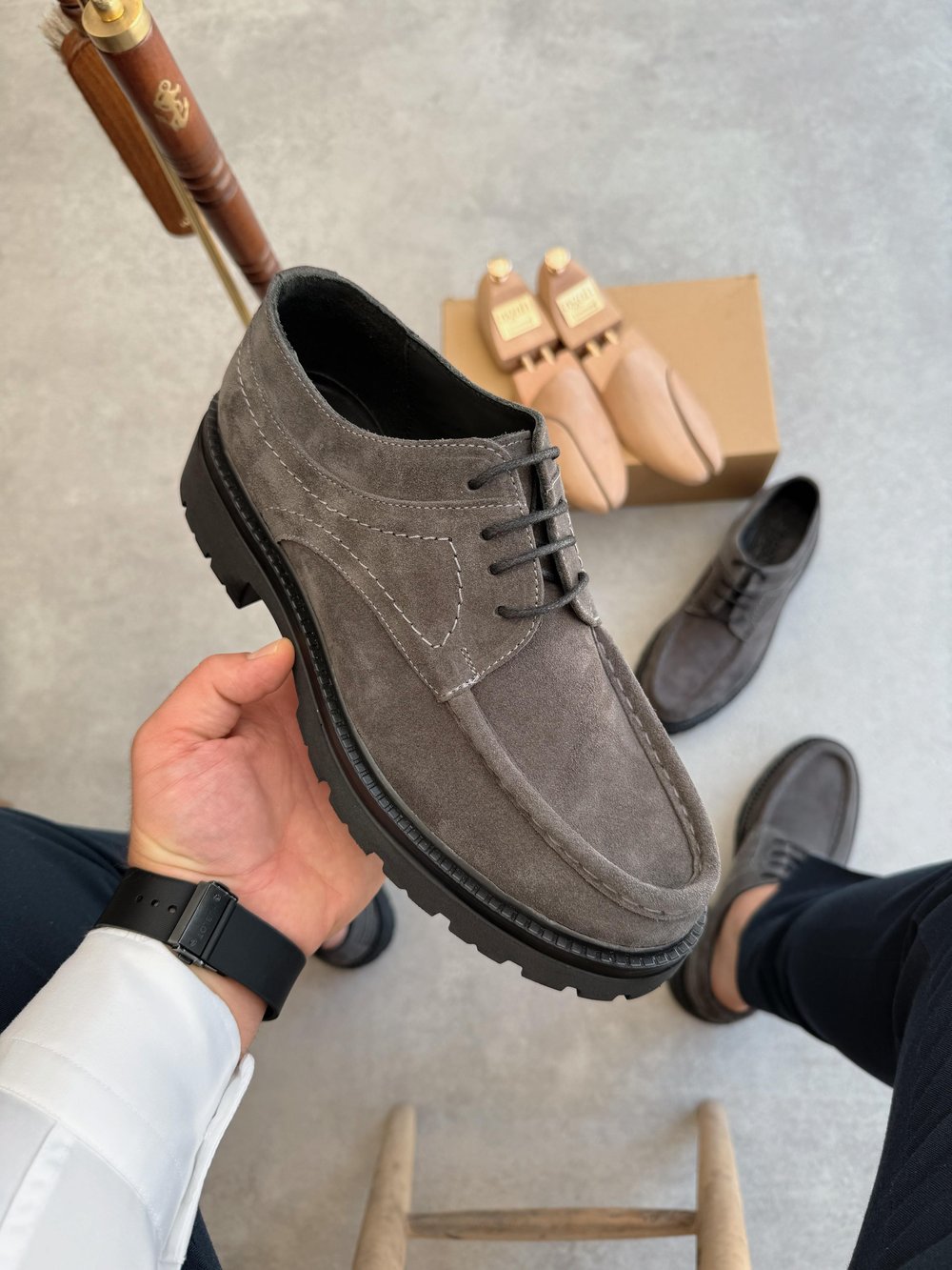 HAKİKİ DERİ İÇİ DIŞI AGAH MODEL MAX GRİ CASUAL  AYAKKABI